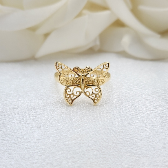 Solid 14k Gold Big Butterfly Ring - Size 7 - Picture 6 of 8